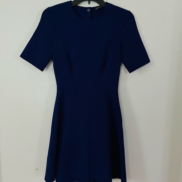 ZARA 2016 style Mini Dress – Navy Blue Short Sleeve Fit & Flare – XS - Picture 3 of 6